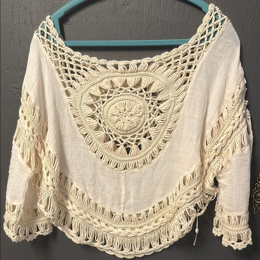 Cream Crochet Boho Top